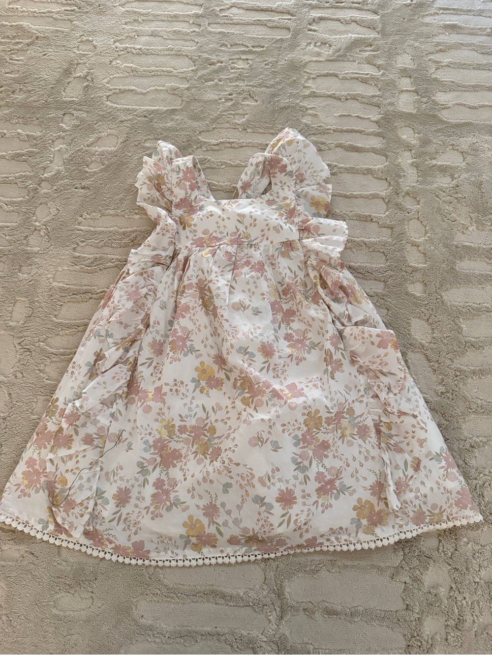 cupcakes & cashmere Floral Ruffle Sundress in Cream, Pink & Yellow